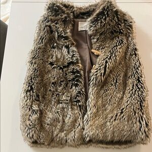 Zara Faux Fur Vest in Brown and Black